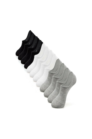 Mood Agenda Kadın Pamuklu Görünmez Sneakers Çorap 12 Adet Renkli Çok Renkli