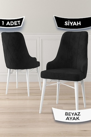 Canisa Concept Neta Serisi, 1.sınıf Babyface Kumaş Siyah Sandalye, Beyaz Gürgen Ayak Sandalye Siyah Ayaklar Beyaz