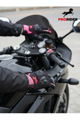 Yüksek Korumalı Kadın Motosiklet Eldiveni Pembe Avuç İçi Slider Korumalı