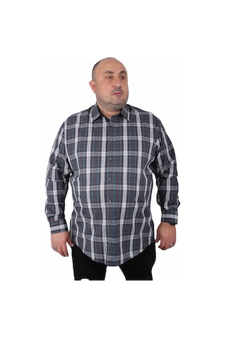 Starbattal Büyük Beden Erkek Gömlek Line Square 23367 NEFTI Lacivert