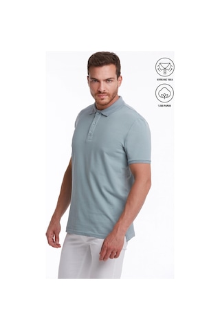 Hatemoğlu Regular Fit Pamuk Polo Yaka Erkek Tişört Mavi