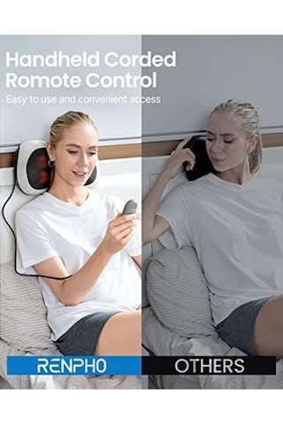 Renpho Isıtıcılı Sırt Masajı, Uzaktan Kumandalı Shiatsu Masaj Yastığı Masaj Cihazları Çok Renkli