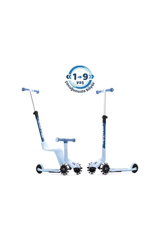Smartrike Xtend Mini-ride 4 Aşamalı Büyüyen Oturaklı Scooter 1-9 Yaş Katlanabilir Led Tekerlekli Arctic Blue