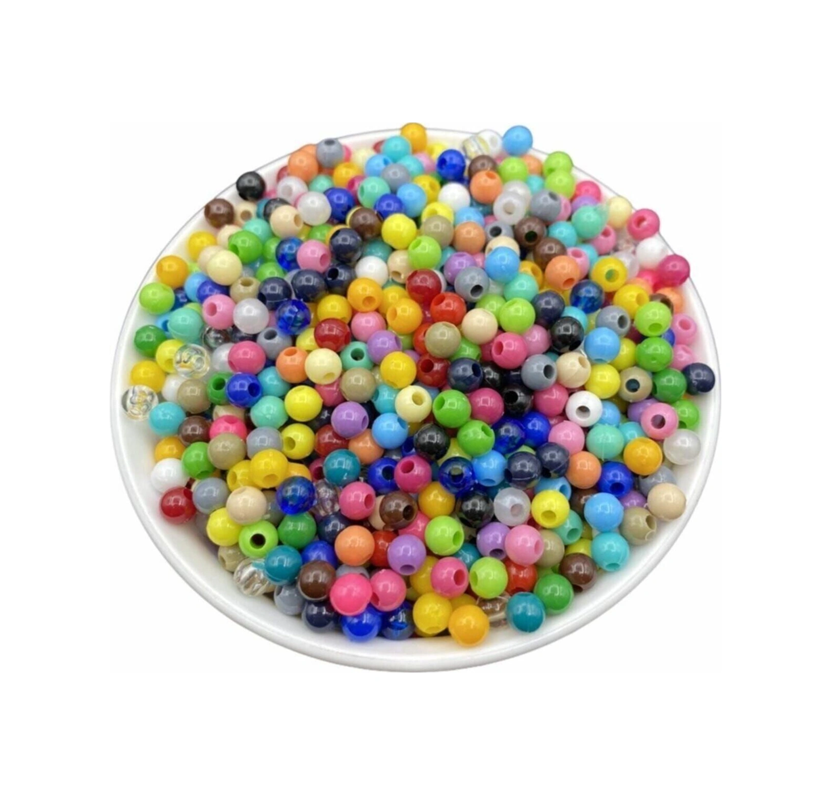 6mm Karışık Renkli Plastik Boncuk 100gr, 900 Adet Boncuk