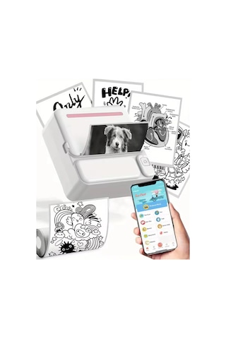 Mini Taşınabilir Yazıcı 13 Rulo Kağıtlı Mürekkepsiz Etiket Yazıcısı Mini Termal Yazıcı