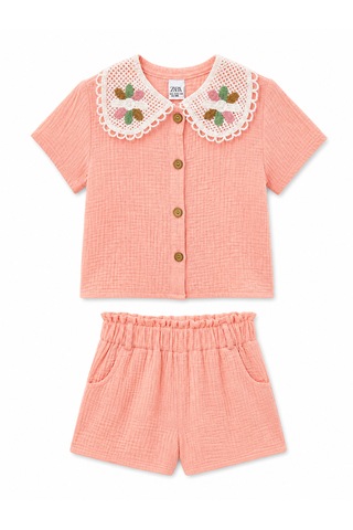 Baby Lory Kids Store Kız Çocuk Dantel Yaka Detaylı Takım AÇIK PEMBE