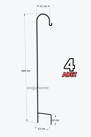 4'lü Metal Çubuk Çok Amaçlı Bahçe Aydınlatma Kancası Çoban Kancası Bahçe Askısı Fener Çiçek Kancası