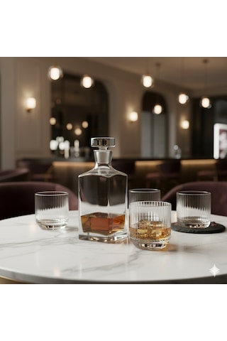 Paşabahçe Prisma Viski Şişesi Ve 4 Adet Nude Bigtop Viski Bardak