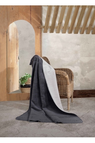 Lüks Peluş Battaniye Tek Kişilik Koyugri-açıkgri 160x220 Cm Lüks Peluş Battaniye Tek Kişilik Koyugri-açıkgri 160x220 Cm