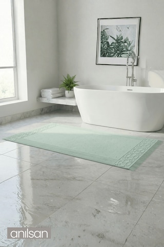 Fesun Mint Yeşili Ayak Havlusu - 70x130cm, 690gr, %100 Pamuk, Spa Ve Otel Banyo Paspası, Günlük Kullanım Mint Yeşil