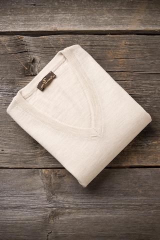 Woolen World V Yaka Battal Büyük Boy Yünlü Triko Kazak Krem