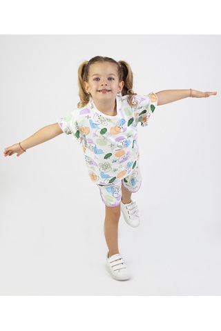 Harika Kids Kız Çocuk Kısa Kollu Şortlu Tavşan Baskılı Yazlık Basic Takım 2-5 Yaş 001