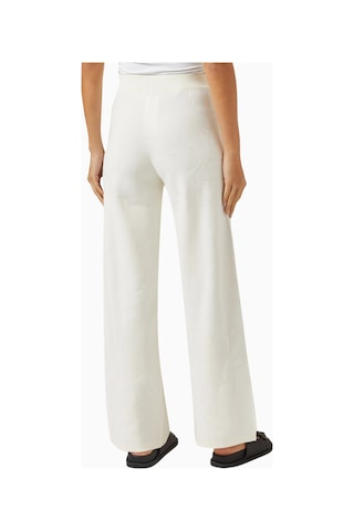 Marella Textured Cotton - Knit Pants, Dokulu, Elastik Bel Ve Modern Günlük Stil Beyaz