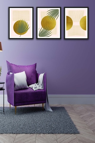 No77decor 3 Parça Renkli Bohem Tarzında Siyah Çerçeve Görünümlü Tasarım Uv Baskı Mdf Tablo Seti Dac313mdf3lu
