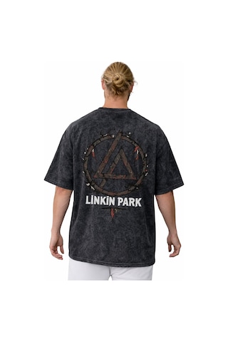 Sevbano Linkin Park Rock Metal Müzik Grubu Sırt Baskılı Unisex Oversize V Siyah