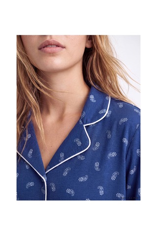 Lcw Dream Lacivert Gömlek Yaka Baskılı Kadın Pijama Takımı