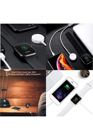 Ally 2In1 Iwatch 1-2-3-4 Wireless Şarj- Iphone Usb Şarj Kablosu (371596448)-Beyaz