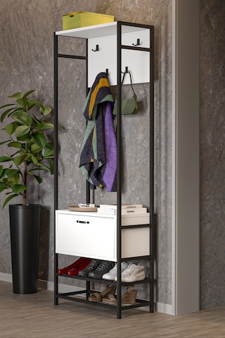 Portmanto Askılık Vestiyer Ayakkabılık Beyaz Beyaz