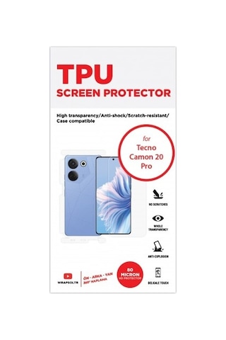 Tecno Camon 20 Pro Ön, Arka Ve Yan 360 Derece Tam Kaplama Tpu Film