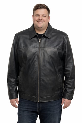 Viamod Leather Büyük Beden Erkek Hakiki Deri Ceket Siyah Premium Gömlek Yaka Klasik Model Gerçek Deri Mont