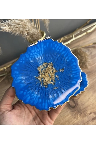 Tekli Epoksi Bardak Altlığı - 117 Mavi