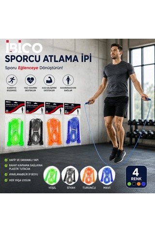 Sayaçlı Renkli Silikon İp Atlama İpi Süngerli Renkli Plastik Tutacak 5580