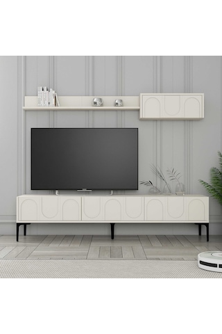Variant Lyon Duvar Raflı Tv Ünitesi - Krem / Siyah