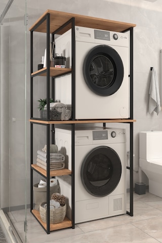 Bofigo Çamaşır Makinesi Dolabı Kurutma Makinesi Dolabı Metal Banyo Dolabı Mısra Çam