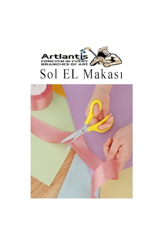Sol El Makası 2 Adet Solak Okul Makası Plastik Saplı Solel İçin Makas Okul Öğrenci Makası Küt Uçlu Paslanmaz Çelik