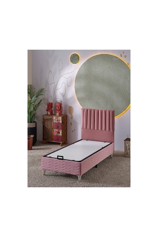 Beehanem Ezgi Pembe 90x190 Tek Kişilik Genç Odası Yatak + Baza + Başlık Seti Ortopedik 3'lü 90 x 190