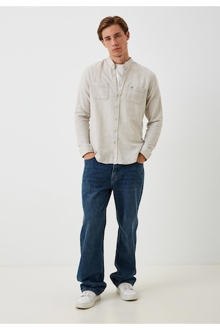 Erkek Gömlek Uzun Kol Camel Slim Fit Hakim Yaka Ncs Jeans 7114 Camel