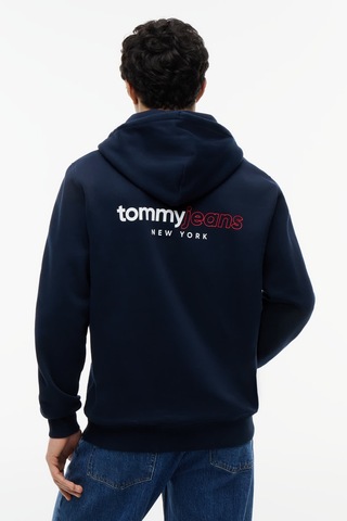 Tommy Hilfiger Tjm Reg Dna Backprınt Fz Hd Erkek Mavi Sweatshirt - Dm0dm23404