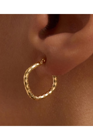 Bayar Gold 14 Ayar Altın İtalyan Parıltı Kare Tekli Küpe