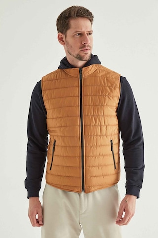 Ds Damat Regular Fit Safran Dik Yaka Elyaf Dolgulu Mevsimlik Fermuarlı Yelek Mont 7HF07ORT42611