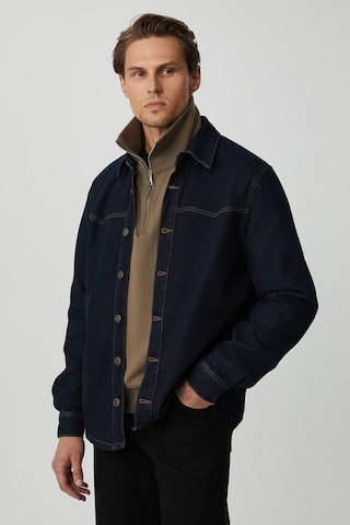 GRIMELANGE Borna Erkek Rinse Denim Rahat Geniş Kesim Ceket Görünümlü Lacivert Ceket Lacivert