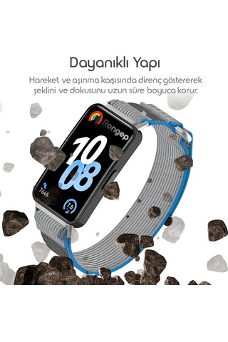 Rongep Huawei Band 10-9-8 İle Uyumlu Hook Loop Kumaş Kordon Yumuşak Ve Konforlu Huawei Band 8 Kordon Terletmeyen Nefes Alabilir Yapılı Cırt Cırt Tasarımlı Huawei Band 10 Kordonu Gri-mavi Sku: Smg