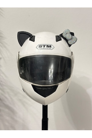 Motor & Motosiklet Hologram Fiyonklu Siyah Kedi Kulak Kask Dış Aksesuarı Diğer