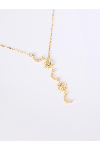 Jimmy Key Jimmy Key Altın Rengi Güneş Ve Ay Model Y Kolye 6sw428829150