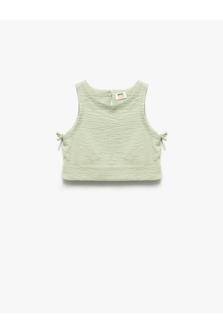 Koton Bisiklet Yaka Dokulu Kolsuz Crop Bluz Yeşil 5skg60140aw Yeşil