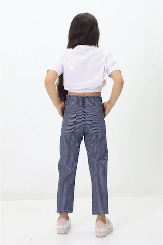 Gzt Tekstil Kız C Ocuk Pantolon Tarzına Güvenen Kızlar İçin Pamuk Çizgili Likralı Kot Pantolon 6-15 Yaş Denim