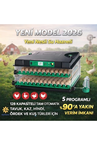 Fx-128 Model Tam Otomatik Kuluçka Makinesi Çift Katlı, Çift Güç Sistemli, Su Hazneli Yeni Nesil İn
