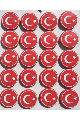 Kırmızı Ay Yıldız Türk Bayrağı Yaka Rozeti 20 Adet