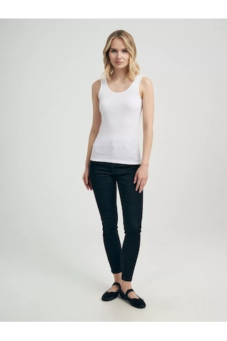 Tvoe Düz Renkli, Geniş Askılı Temel Bir Atlet, Ceket Altında 14804227 Beyaz