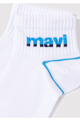 Mavi - Mavi Logo Baskılı Beyaz Soket Çorap 092523-620 Beyaz