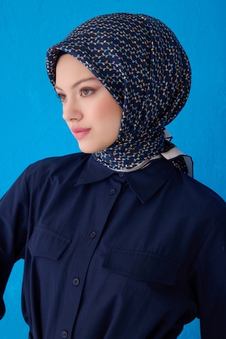 BELLİ Saf İpek Eşarp 4128d Twill İpek -8586 - 90 X 90 / Lacivert Lacivert
