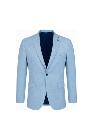 Plus Scorpion Erkek Karyağdı Desenli Slim Fit Blazer Ceket Mavi & Gri Şık Günlük Ve Ofis Kombin Color 5