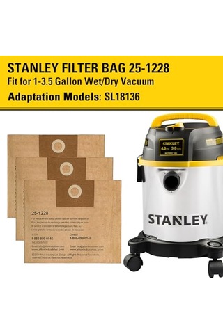 Fits 2.5-3.5 Gallon Disposable Filter Bag Wet Or Dry Cleaner 3 Filter Bags Per Package