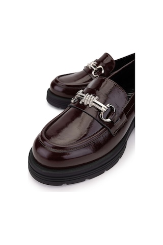 Tamer Tanca Kadın Hakiki Deri Bordo Rugan Loafer Ayakkabı 33 2005-1 Bn Ayk Sk24-25 Bordo Rgn Bordo Rugan