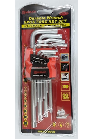 9 Parça Yıldız Alyan Seti Profesyonel Torx Delikli 1 Set Uzun Yıldız Alyan Seti N11.6907