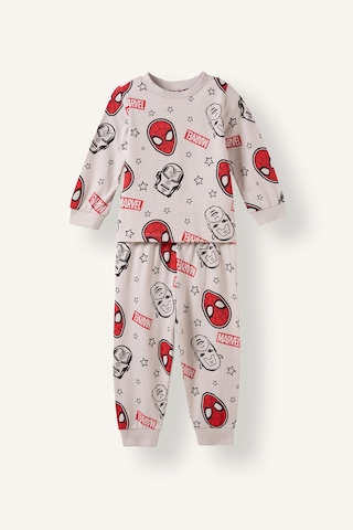 Defacto %100 Pamuklu Marvel Lisanslı Beli Lastikli Pijama Takımı Erkek Bebek F4579a526augr470 Gri-gr470